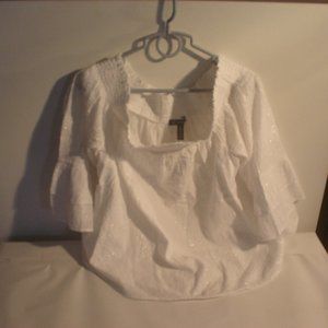 INC 2X Bright White Over The Shoulder Blouse NWT